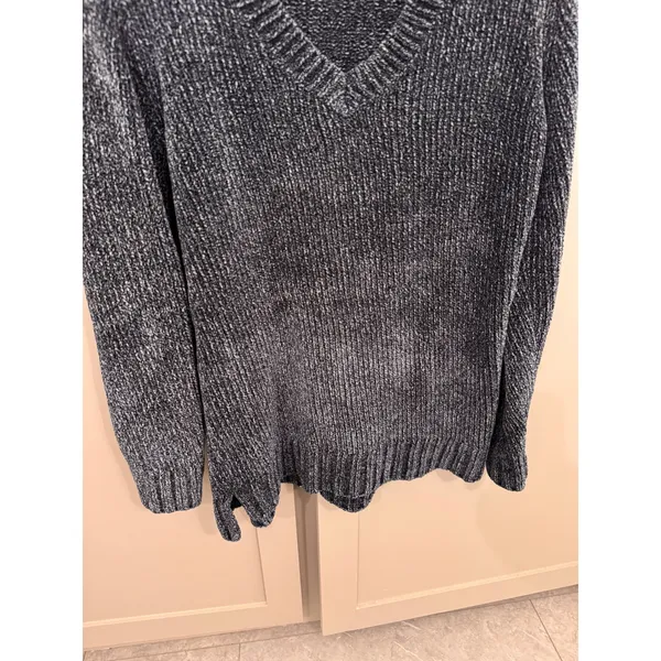 Orvis Classic Collection Womens Navy Blue Marled Chenille V-Neck Sweater‎ Size M - Image 3