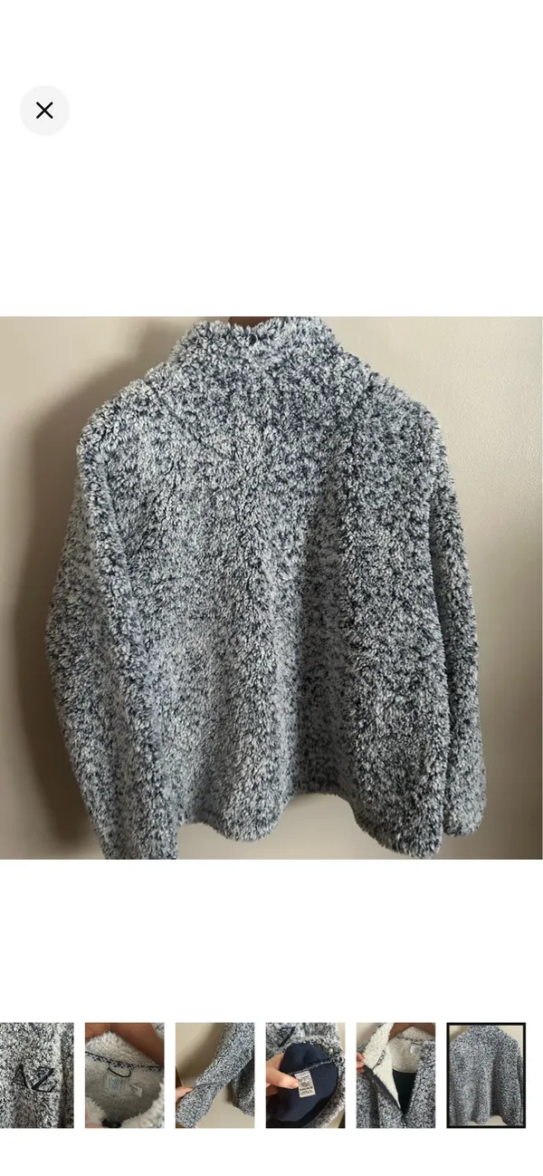 Time & Tru Delta Zeta Letter Embroidered Fuzzy Faux Sherpa Half Zip Pullover - Image 7