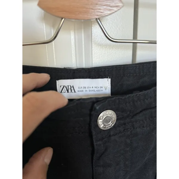 Zara Womens Size 4 Black Straight Leg Cargo Pants - Image 5