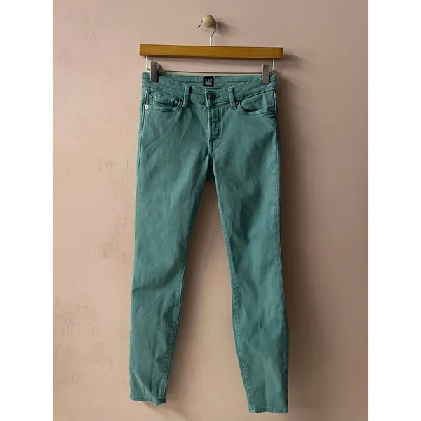 GAP Women's Teal Low Rise Skinny Jeans Size 24 - Image 9