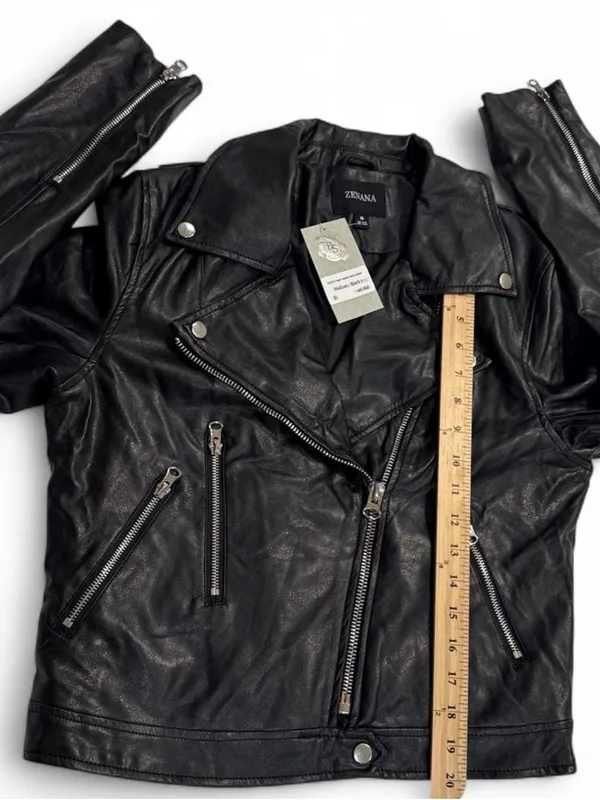 Zenana Virginia Black Vegan Leather Moto Jacket Size M NWT - Image 6