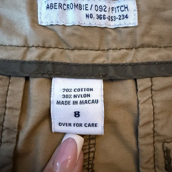 Vintage 90s Y2K Abercrombie & Fitch Size 8 Khaki Cotton Low Rise Shorts Utility - Image 8