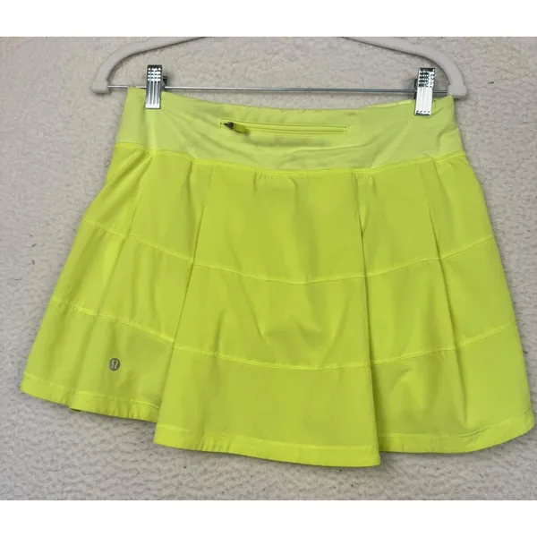 Lululemon Skirt Skort Womens 9 Neon Yellow Running‎ Athletic Tennis Pocket - Image 2