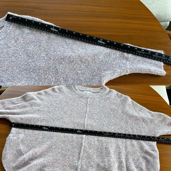 Lou & Gray Loft Pink Marble Heathered Knit Sweater Quarter Sleeve Poncho Style S - Image 8