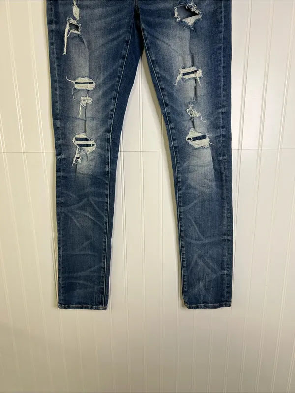 American Eagle Next Level Stretch Women’s Distressed Blue Skinny Jeans 30x32 - Image 2