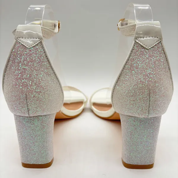 Allegra K Heels Womens 9‎ Cream Glitter Ankle Strap Heels Party Dress Shoes - Image 5
