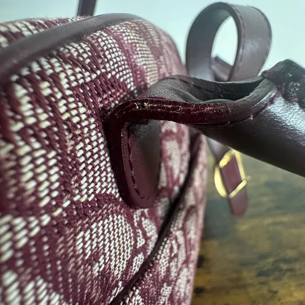 Christian Dior Double Saddle Trotter Satchel Bag Bordeaux Monogram Italy Lock - Image 15