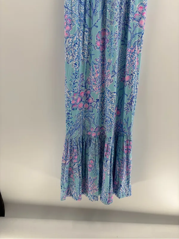 Lilly Pulitzer bohemian preppy ruffle vyra maxi blue long formal dress size 4 - Image 6