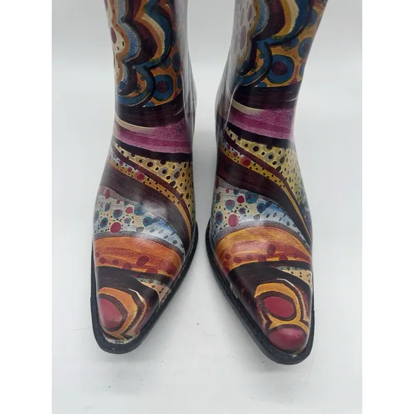 Nomad Yippy Women's Multicolor Western Cowboy Rain Boots Size 7 Artistic - Image 10