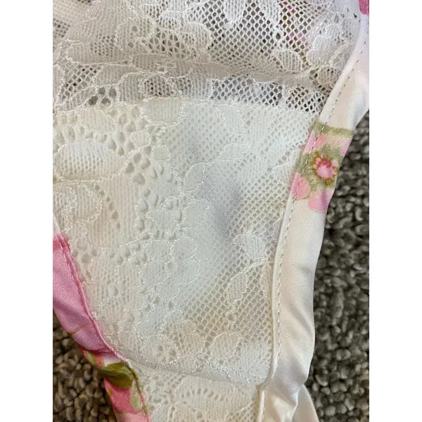 For Love & Lemons Floral Lace Bustier Bodysuit Small Pink White - Image 7
