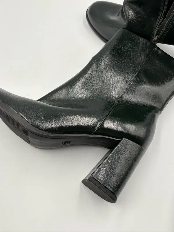 Memory Foam Women’s Black Mid Calf Block Heel Ankle Boots Size 9 NWT - Image 6