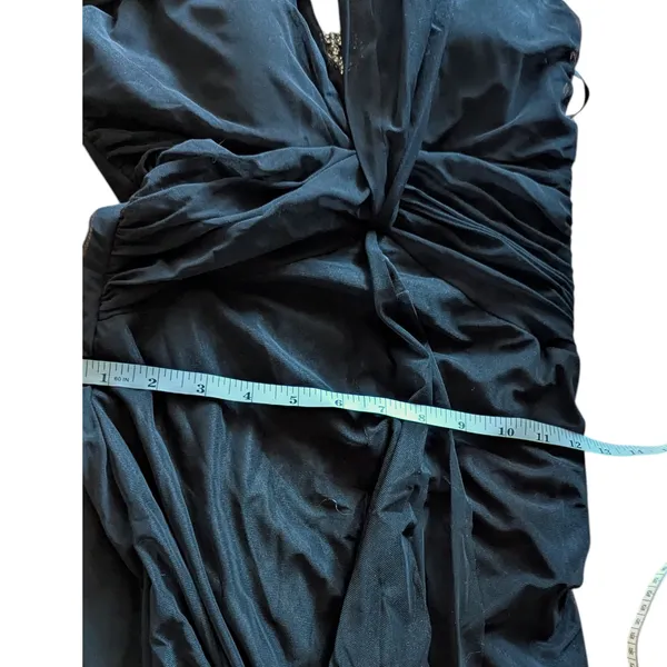 Cache Vintage Y2K Black Backless Formal Dress Rhinestone Halter Gown Prom Hoco - Image 8