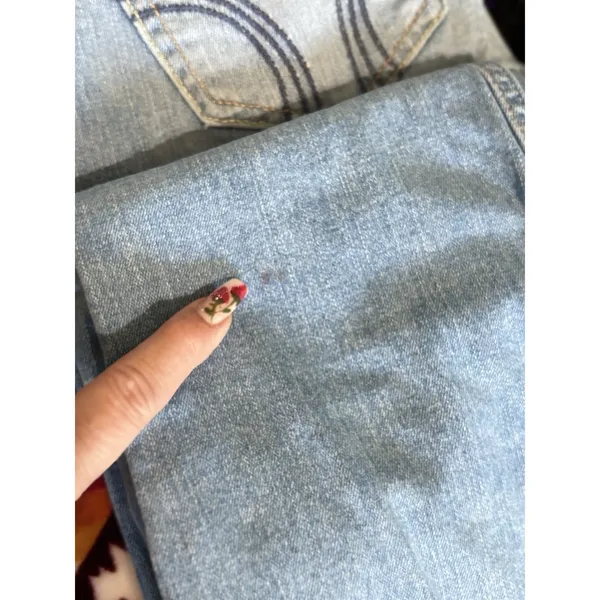 Hollister Light Flare‎ Denim Jeans Low Rise Size 9 Long Zip/Button Pockets - Image 8