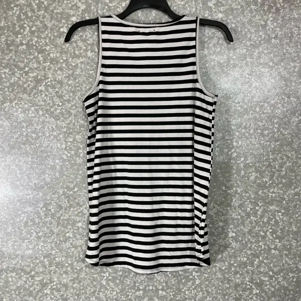 Hot Topic Black & White Striped Lace Sugar Skull Tank Top - Size Small - Hi-Low - Image 7