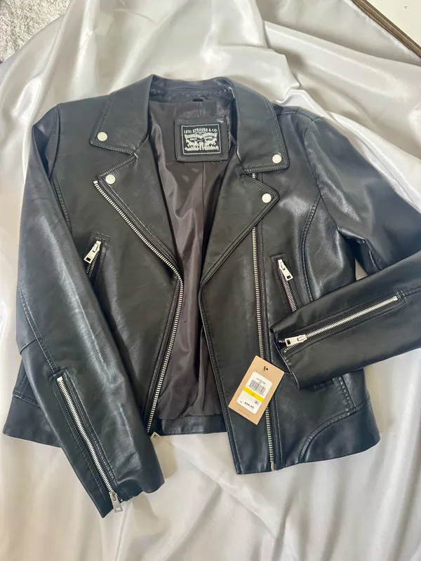 Women’s Levi’s Faux Leather Moto Black Jacket - Image 5