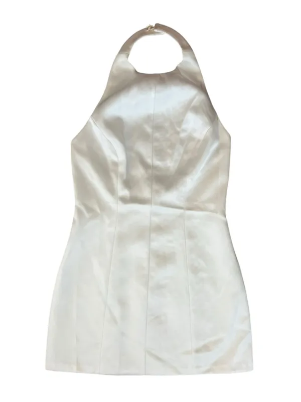Reformation Women’s Anakin Satin Halter Neck Open Back White Mini Dress Size 4 - Image 15