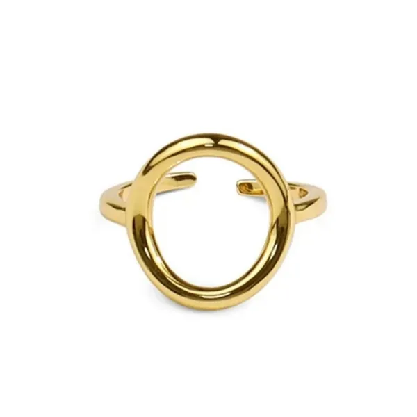NEW Women's Solid Circle Ring Adjustable Gold‎ Plated S925 - Image 9