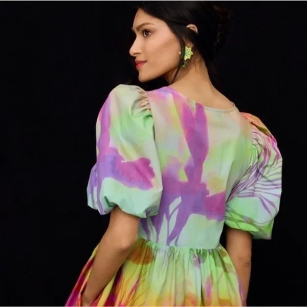 NWT!! Anthropologie Plenty by TRACY REESE Tie Dye Puff Sleeve Dress X-Small - Image 8