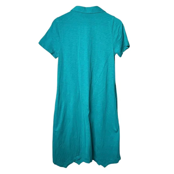 Soft Surroundings Danielle Button Midi Dress Teal Blue Green Size Small - Image 4