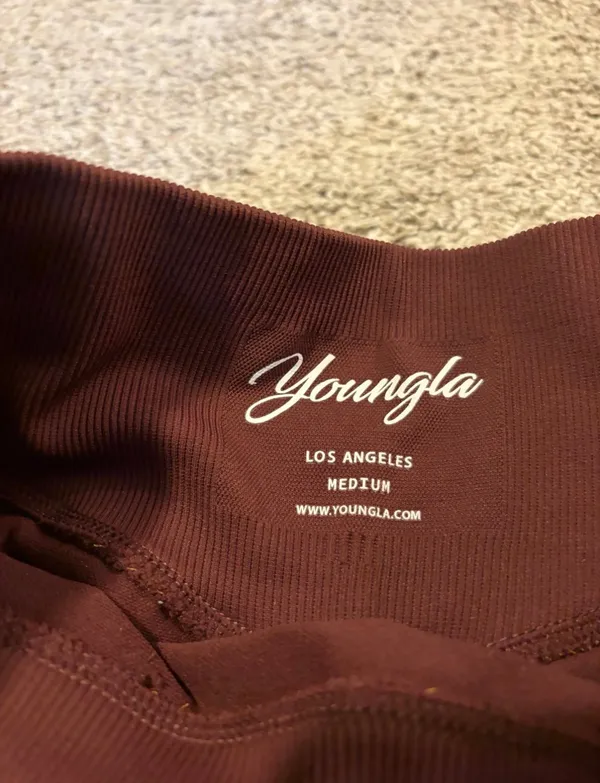 YoungLA Women’s Sculpt Seamless Shorts Burgundy Size Medium EUC - Image 2