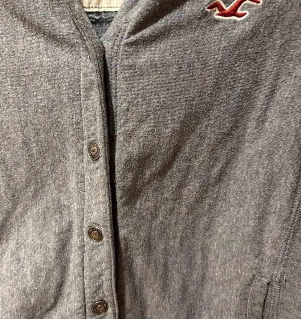Hollister women’s grey snap front jacket  size L - Image 4