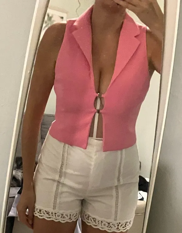Zara Pink Structured Vest bloggers favorite and sold out everywhere - Image 4