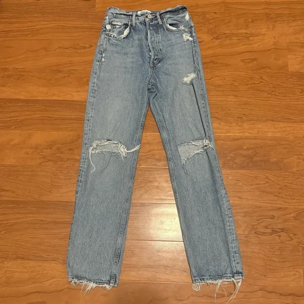 AGOLDE 90s Jean Distressed Loose Fit Denim Straight‎ Leg Light Wash size 23 - Image 2