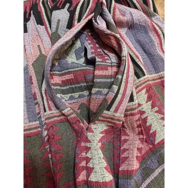 Vtg Monterey Petites 90s Aztec Southwestern Tribal Geometric Rayon Maxi Skirt S - Image 8