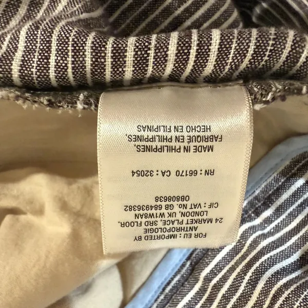 Anthropologie Ett Twa Pants Womens‎ 0 Brown White Wide Leg Striped Sailor Linen - Image 8