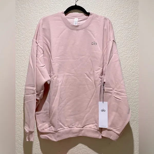 ALO Yoga NWT Accolade Crew Neck Pullover Sweatshirt Pink Quartz Size XL SOLD OUT - Image 5