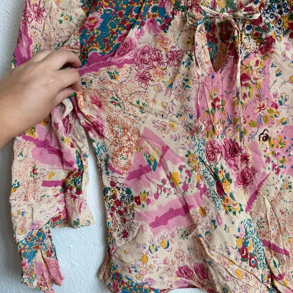 Copper Key Y2K Viscose Printed Peasant Blouse - Image 6