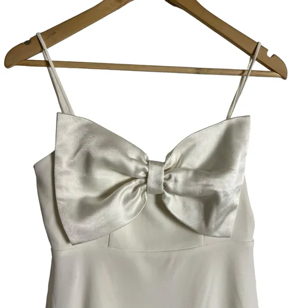 RIXO Bridal Libby Ivory Satin Bow Sleeveless Mini Dress Size XS - Image 5