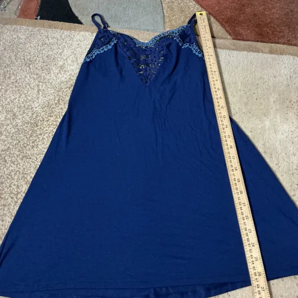 Victoria's Secret Lace Trim Chemise Nightgown Womens S Blue Sleep Romantic NEW - Image 2