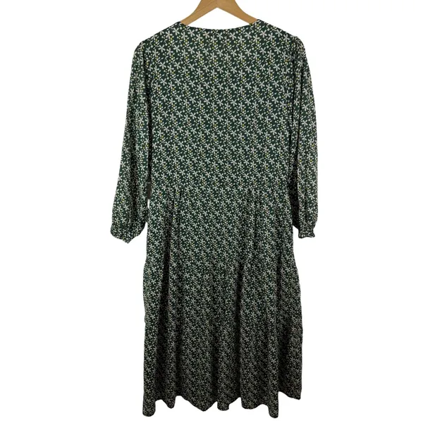 Trovata Birds of Paradise Green Floral Midi Dress‎ Size Small Button Front Boho - Image 5