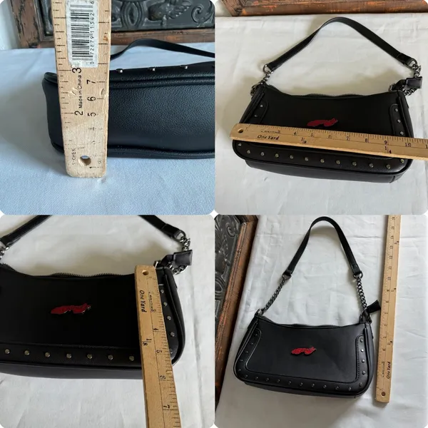Ed Hardy Studded Black Shoulder Bag W/ Detachable Crossbody Strap Biker Retro - Image 7