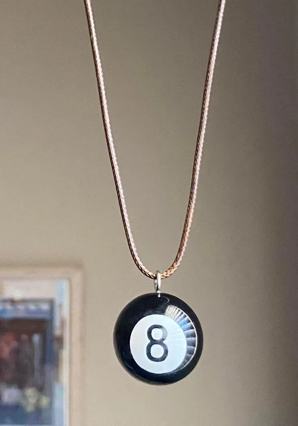 Handmade big 8 ball grunge funky unisex simple brown necklace🎲8️⃣🖤 - Image 4