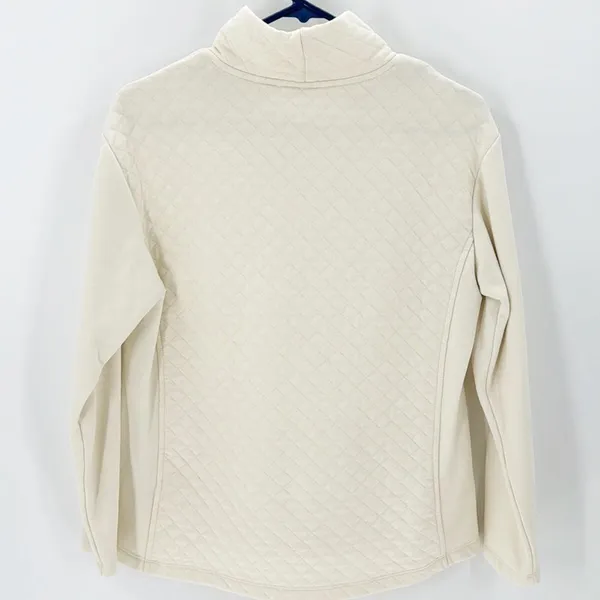 LL Bean Sweater size S Petite cream Pullover Outdoor Mock Neck quilted - Image 2