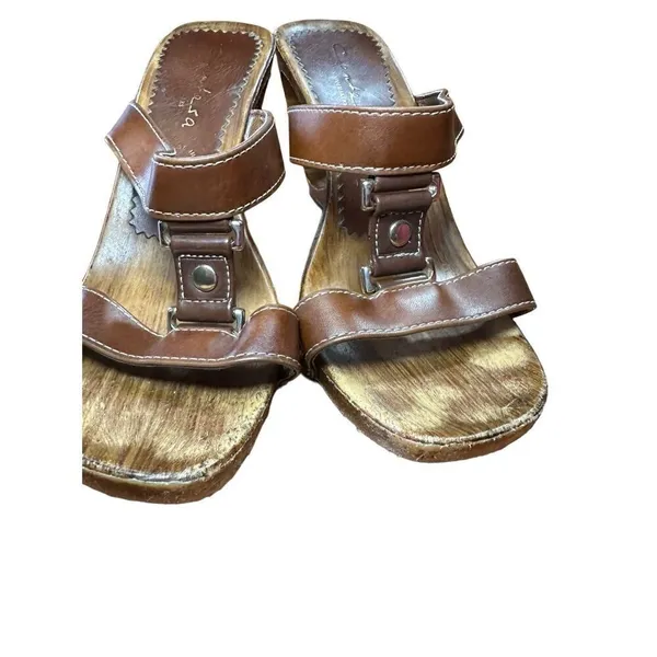 Italian Shoemakers Contesa‎ Wood Look Wedge Brown Sandals Sz 6 Made In Italy - Image 11