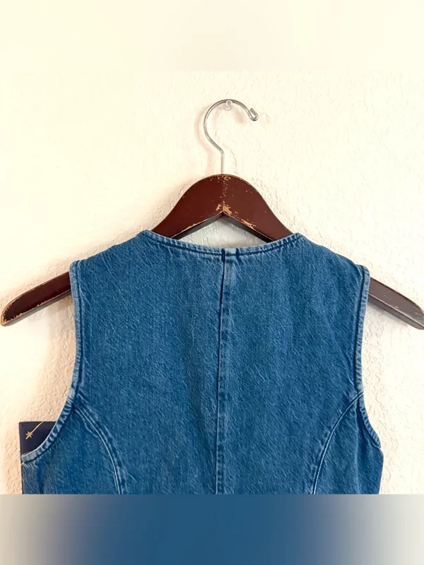 J.Crew Womens Vest Denim Jean Button Front Cotton Blend Size 6 - Image 4