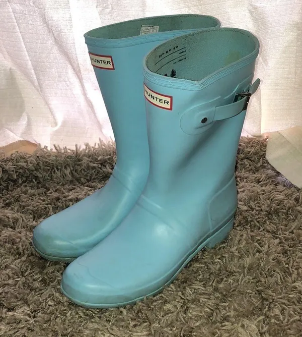 Hunter Women's Original Short Rain blue in color size 11 rubber boots sp… - Image 4