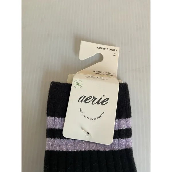 Aerie Stripe Crew Socks Women's One Size Soft Cozy Casual Colorful New - Image 4