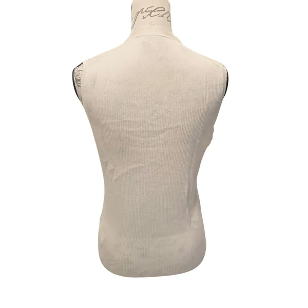 J. Crew NEW Cashmere silk blend‎ sweater shell Cream Ribbed Sleeveless Size L - Image 4