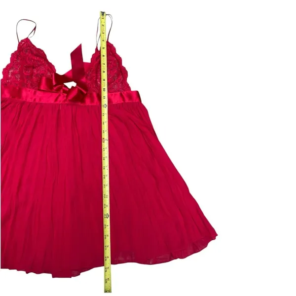Victoria's Secret Red Lace Satin Bow Babydoll Chemise XL Lingerie Chiffon - Image 9