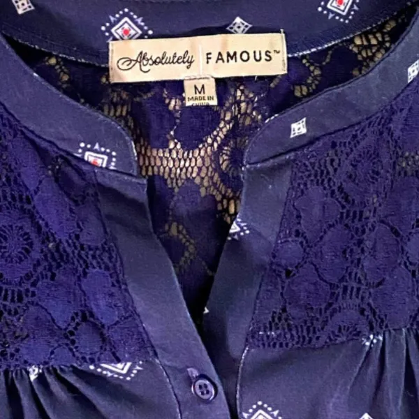 Absolutely Famous Ladies Boho Chic Blue Cami Tank Top Shirt Size M Medium ~Paisley Tank Top Blouse - Image 7