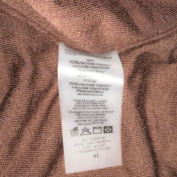 NWT Naked Wardrobe Off the Shoulder Brown Smooth Long Sleeve Blouse Top Shirt XL - Image 5
