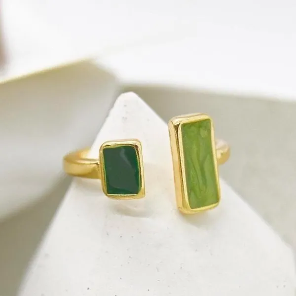 Green Geometric Ring Gold - Image 2