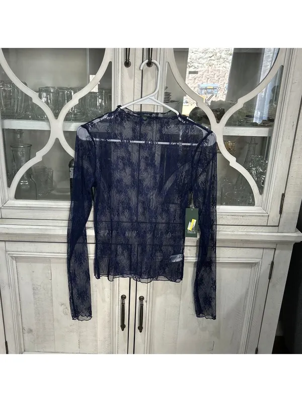 Wild Fable Women's Y2K Navy Sheer Lace Long Sleeve Top S Whimsigoth Witchy - Image 2