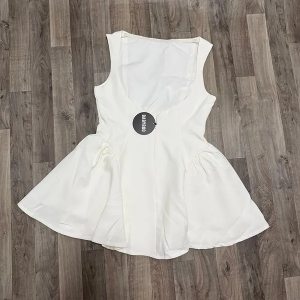Babyboo Fashion Yalina Mini Dress Ivory White Dropped Waist Scoop Back NWT XL - Image 7