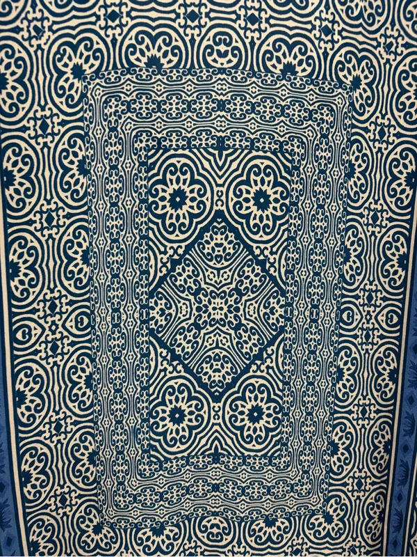 Tolani Blue Silk Medallion Print Boho Tassel Tie Blouse boho Top size large - Image 10