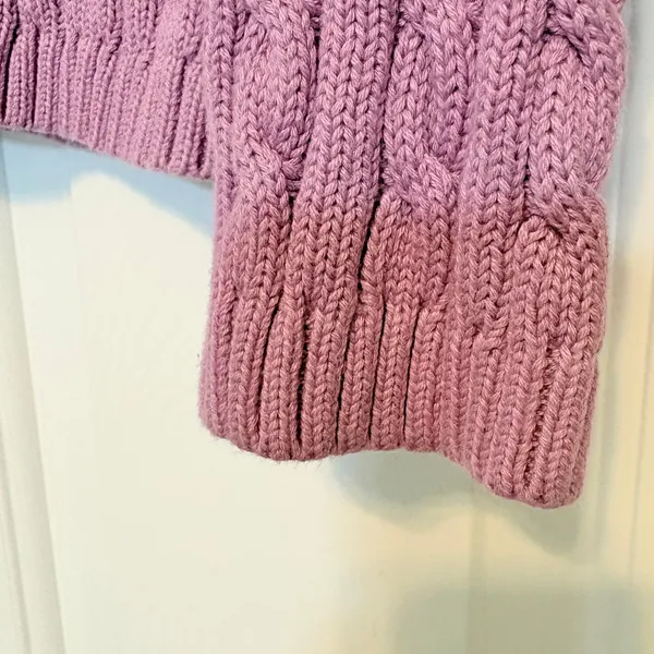 LL Bean Womens Purple Cable Knit Cotton Cardigan Sweater Medium OBUG5 - Image 6